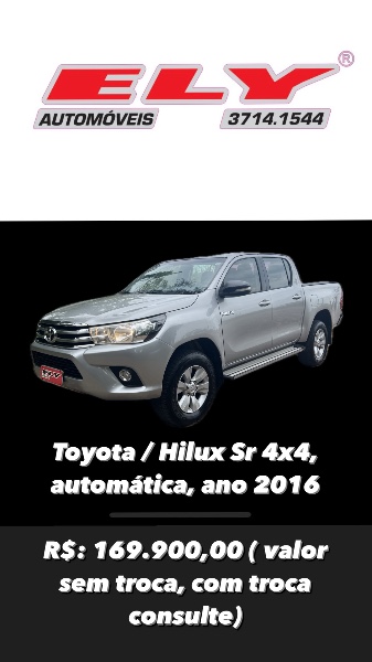 TOYOTA HILUX 2.8 D-4D TURBO DIESEL CD SR 4X4 AUTOMÁTICO 2016/2016 ELY AUTOMÓVEIS LAJEADO / Carros no Vale