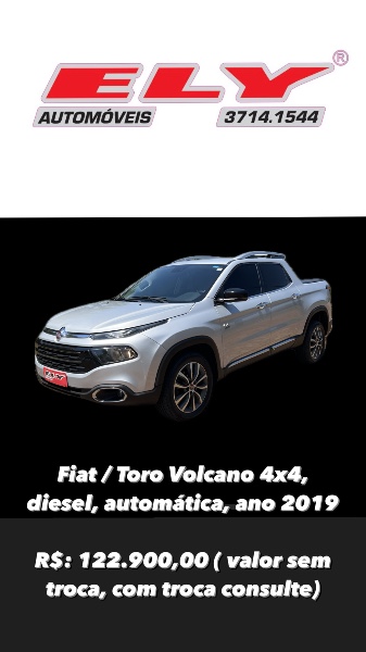 FIAT TORO 2.0 16V TURBO DIESEL VOLCANO 4WD 2019/2019 ELY AUTOMÓVEIS LAJEADO / Carros no Vale