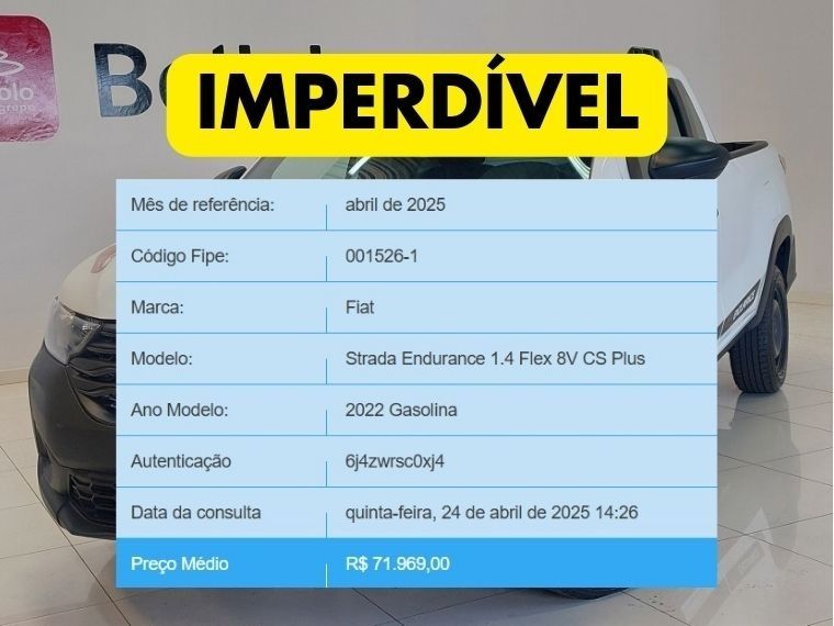 Fiat STRADA 1.4 FIRE FLEX ENDURANCE CS MANUAL 2022/2022 BETIOLO NOVOS E SEMINOVOS LAJEADO / Carros no Vale