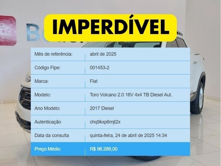 Fiat TORO 2.0 16V TURBO DIESEL VOLCANO 4WD AT9 2016/2017 BETIOLO NOVOS E SEMINOVOS LAJEADO / Carros no Vale