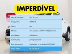 Fiat TORO 2.0 16V TURBO DIESEL VOLCANO 4WD AT9 2022/2022 BETIOLO NOVOS E SEMINOVOS LAJEADO / Carros no Vale