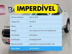 Fiat TORO 2.0 16V TURBO DIESEL VOLCANO 4WD AT9 2022/2022 BETIOLO NOVOS E SEMINOVOS LAJEADO / Carros no Vale
