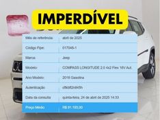JEEP COMPASS 2.0 16V FLEX LONGITUDE AUTOMÁTICO 2017/2018 BETIOLO NOVOS E SEMINOVOS LAJEADO / Carros no Vale