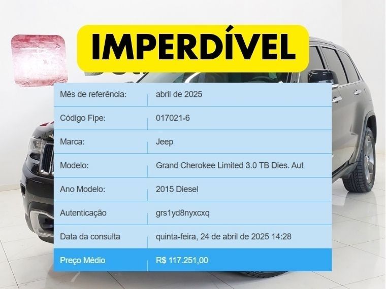 JEEP GRAND CHEROKEE 3.0 LIMITED 4X4 V6 24V TURBO DIESEL 4P AUTOMÁTICO 2014/2015 BETIOLO NOVOS E SEMINOVOS LAJEADO / Carros no Vale