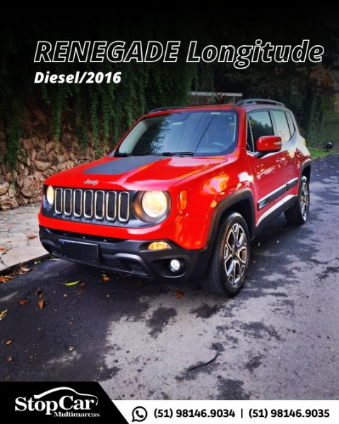 JEEP RENEGADE 2.0 16V TURBO LONGITUDE 4X4 2016/2016 STOPCAR MULTIMARCAS ESTRELA / Carros no Vale