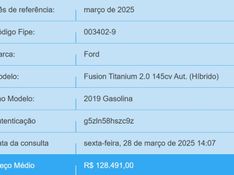 Ford FUSION 2.0 TITANIUM 16V HÍBRIDO 4P AUTOMÁTICO 2019/2019 BETIOLO NOVOS E SEMINOVOS LAJEADO / Carros no Vale
