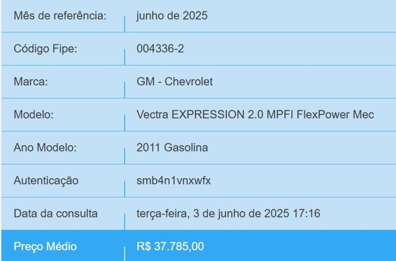 Chevrolet VECTRA 2.0 MPFI EXPRESSION 8V FLEX 4P MANUAL 2011/2011 BETIOLO NOVOS E SEMINOVOS LAJEADO / Carros no Vale