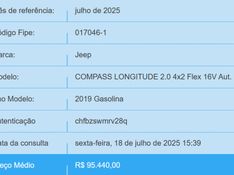 JEEP COMPASS 2.0 16V FLEX LONGITUDE AUTOMÁTICO 2019/2019 BETIOLO NOVOS E SEMINOVOS LAJEADO / Carros no Vale