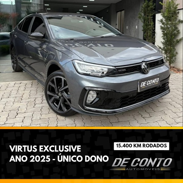 VOLKSWAGEN VIRTUS 1.4 250 TSI 16V EXCLUSIVE 2024/2025 DE CONTO AUTOMÓVEIS SARANDI / Carros no Vale
