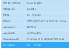 Chevrolet TRACKER 1.2 TURBO FLEX PREMIER AUTOMÁTICO 2021/2022 BETIOLO NOVOS E SEMINOVOS LAJEADO / Carros no Vale
