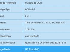 Fiat TORO 1.3 TURBO 270 FLEX ENDURANCE AT6 2022/2022 BETIOLO NOVOS E SEMINOVOS LAJEADO / Carros no Vale