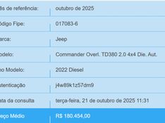 JEEP COMMANDER 2.0 TD380 TURBO DIESEL OVERLAND AT9 2021/2022 BETIOLO NOVOS E SEMINOVOS LAJEADO / Carros no Vale