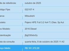 Mitsubishi PAJERO FULL 3.2 HPE 4X4 16V TURBO INTERCOOLER DIESEL 4P AUTOMÁTICO 2015/2016 BETIOLO NOVOS E SEMINOVOS LAJEADO / Carros no Vale