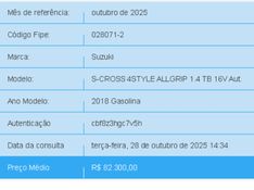 Suzuki S-CROSS 1.4 16V VVT TURBO GASOLINA 4STYLE ALLGRIP AUTOMÁTICO 2017/2018 BETIOLO NOVOS E SEMINOVOS LAJEADO / Carros no Vale