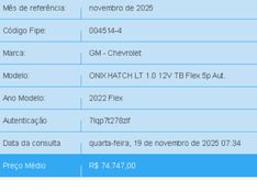 Chevrolet ONIX 1.0 TURBO FLEX LT AUTOMÁTICO 2021/2022 BETIOLO NOVOS E SEMINOVOS LAJEADO / Carros no Vale