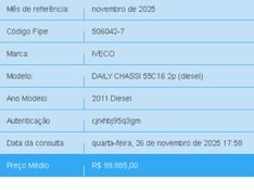 Iveco Daily CHASSI 55C16 2P 3.0 DIESEL 2011/2011 BETIOLO NOVOS E SEMINOVOS LAJEADO / Carros no Vale
