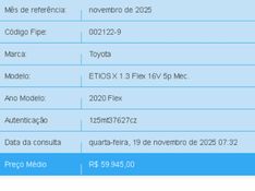 Toyota ETIOS 1.3 X 16V FLEX 4P MANUAL 2020/2020 BETIOLO NOVOS E SEMINOVOS LAJEADO / Carros no Vale