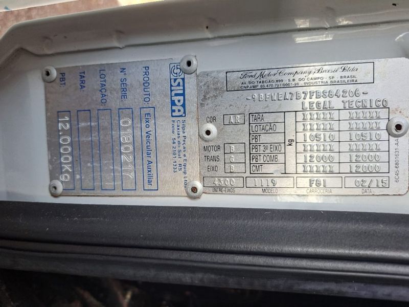 Ford Cargo 1119 Turbo 6×2 Chassi 2015/2015 CAMINHÕES & CAMIONETAS PASSO FUNDO / Carros no Vale
