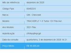 Chevrolet TRACKER 1.0 TURBO FLEX LT AUTOMÁTICO 2020/2021 BETIOLO NOVOS E SEMINOVOS LAJEADO / Carros no Vale