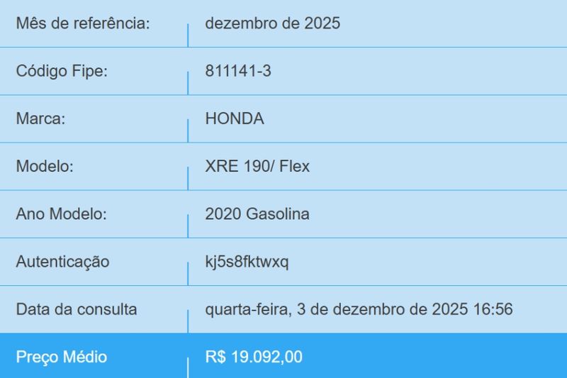 Honda XRE 190 ABS 2020/2020 BETIOLO NOVOS E SEMINOVOS LAJEADO / Carros no Vale