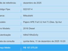 Mitsubishi PAJERO FULL 3.2 HPE 4X4 16V TURBO INTERCOOLER DIESEL 4P AUTOMÁTICO 2015/2016 BETIOLO NOVOS E SEMINOVOS LAJEADO / Carros no Vale