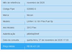 Nissan LIVINA 1.6 16V FLEX 4P MANUAL 2012/2012 BETIOLO NOVOS E SEMINOVOS LAJEADO / Carros no Vale