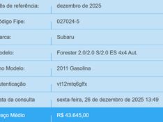 Subaru FORESTER 2.0 LX 4X4 16V GASOLINA 4P AUTOMÁTICO 2011/2011 BETIOLO NOVOS E SEMINOVOS LAJEADO / Carros no Vale