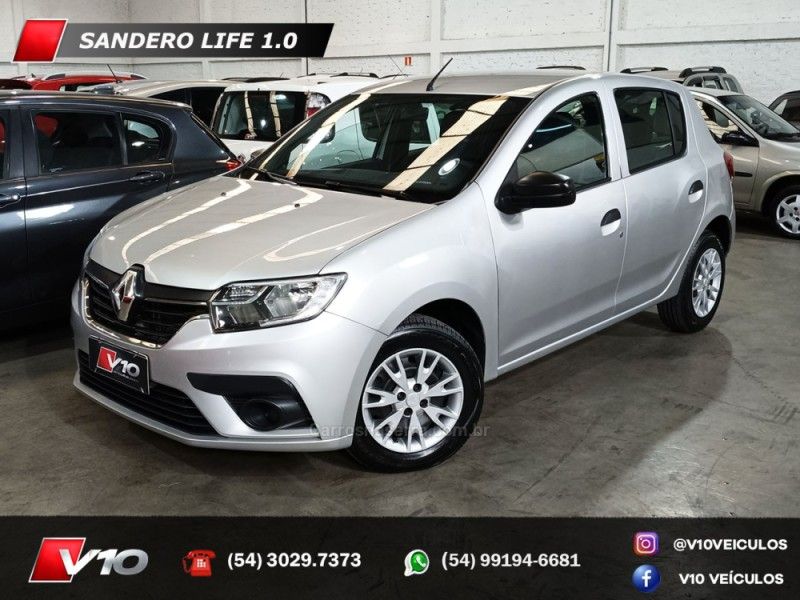 RENAULT SANDERO 1.0 LIFE 12V 2020/2021 V10 VEÍCULOS CAXIAS DO SUL / Carros no Vale