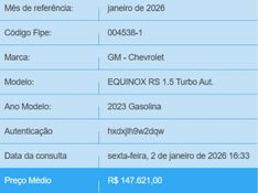 Chevrolet EQUINOX 1.5 16V TURBO GASOLINA RS AUTOMÁTICO 2022/2023 BETIOLO NOVOS E SEMINOVOS LAJEADO / Carros no Vale