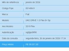 Fiat UNO 1.0 FIREFLY FLEX DRIVE MANUAL 2018/2019 BETIOLO NOVOS E SEMINOVOS LAJEADO / Carros no Vale