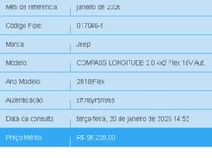 JEEP COMPASS 2.0 16V FLEX LONGITUDE AUTOMÁTICO 2017/2018 BETIOLO NOVOS E SEMINOVOS LAJEADO / Carros no Vale