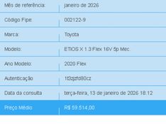 Toyota ETIOS 1.3 X 16V FLEX 4P MANUAL 2020/2020 BETIOLO NOVOS E SEMINOVOS LAJEADO / Carros no Vale