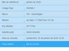 Volkswagen UP 1.0 MPI TAKE UP 12V FLEX 2P MANUAL 2016/2017 BETIOLO NOVOS E SEMINOVOS LAJEADO / Carros no Vale