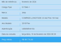 JEEP COMPASS 2.0 16V FLEX LONGITUDE AUTOMÁTICO 2018/2018 BETIOLO NOVOS E SEMINOVOS LAJEADO / Carros no Vale