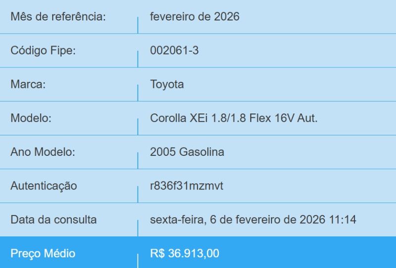Toyota COROLLA 1.8 XEI 16V FLEX 4P MANUAL 2005/2005 BETIOLO NOVOS E SEMINOVOS LAJEADO / Carros no Vale