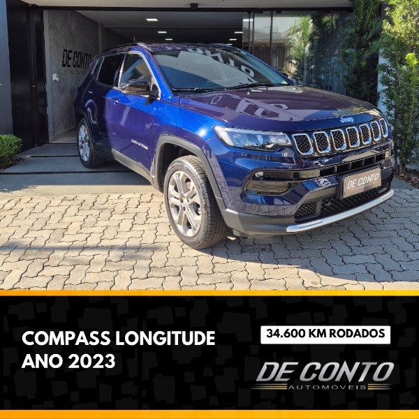 JEEP COMPASS 1.3 LONGITUDE T270 16V TURBO /2023 DE CONTO AUTOMÓVEIS SARANDI / Carros no Vale JEEP COMPASS 1.3 LONGITUDE T270 16V TURBO /2023 DE CONTO AUTOMÓVEIS SARANDI / Carros no Vale
