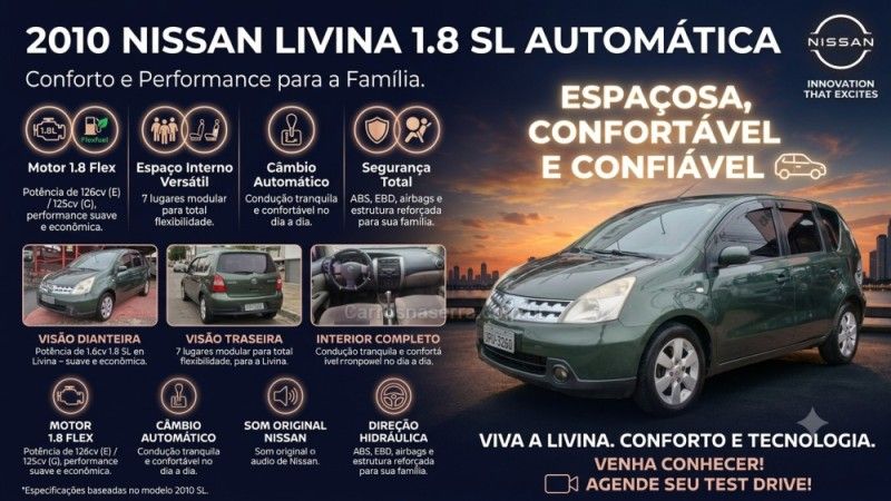 NISSAN LIVINA 1.8 SL 16V 2009/2010 HUBNER MULTIMARCAS FARROUPILHA / Carros no Vale