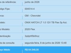 Chevrolet ONIX 1.0 TURBO FLEX LT AUTOMÁTICO 2019/2020 BETIOLO NOVOS E SEMINOVOS LAJEADO / Carros no Vale