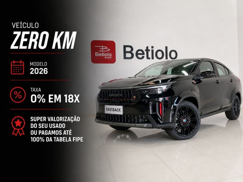 Fiat FASTBACK 1.3 TURBO 270 FLEX ABARTH AT6 2026/2026 BETIOLO NOVOS E SEMINOVOS LAJEADO / Carros no Vale Fiat FASTBACK 1.3 TURBO 270 FLEX ABARTH AT6 2026/2026 BETIOLO NOVOS E SEMINOVOS LAJEADO / Carros no Vale
