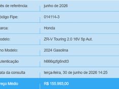 Honda ZR-V 2.0 I-VTEC GASOLINA TOURING CVT 2023/2024 BETIOLO NOVOS E SEMINOVOS LAJEADO / Carros no Vale