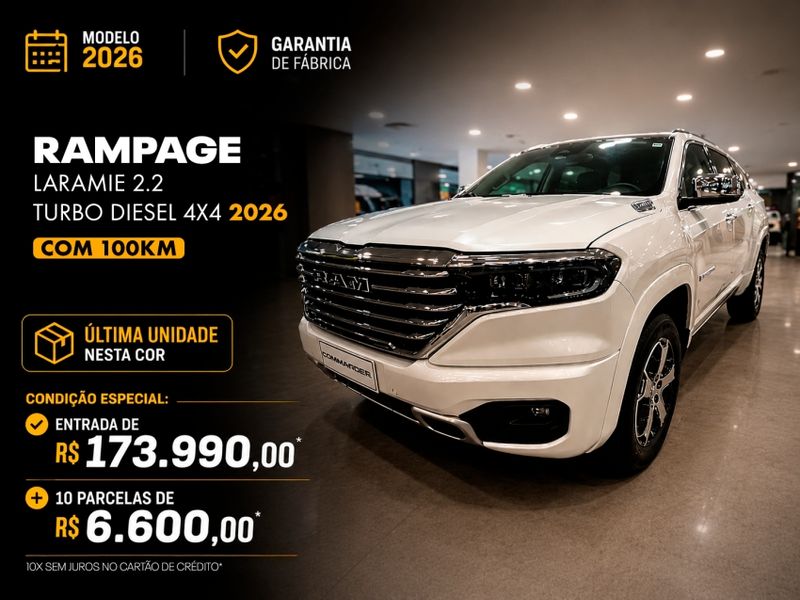 Ram RAMPAGE 2.2 TURBO DIESEL LARAMIE 4X4 AUTOMÁTICO 2025/2026 BETIOLO NOVOS E SEMINOVOS LAJEADO / Carros no Vale Ram RAMPAGE 2.2 TURBO DIESEL LARAMIE 4X4 AUTOMÁTICO 2025/2026 BETIOLO NOVOS E SEMINOVOS LAJEADO / Carros no Vale
