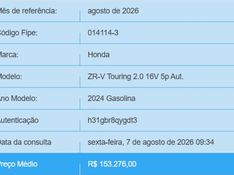 Honda ZR-V 2.0 I-VTEC GASOLINA TOURING CVT 2023/2024 BETIOLO NOVOS E SEMINOVOS LAJEADO / Carros no Vale