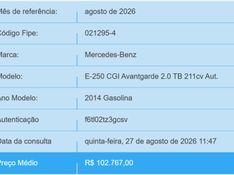 Mercedes-Benz E 250 2.0 AVANTGARDE 16V TURBO GASOLINA 4P AUTOMÁTICO 2013/2014 BETIOLO NOVOS E SEMINOVOS LAJEADO / Carros no Vale