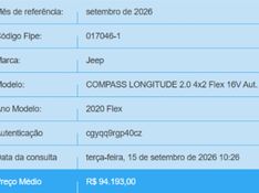 JEEP COMPASS 2.0 16V FLEX LONGITUDE AUTOMÁTICO 2019/2020 BETIOLO NOVOS E SEMINOVOS LAJEADO / Carros no Vale