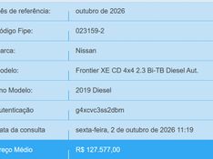 Nissan FRONTIER 2.3 16V TURBO DIESEL XE CD 4X4 AUTOMÁTICO 2018/2019 BETIOLO NOVOS E SEMINOVOS LAJEADO / Carros no Vale